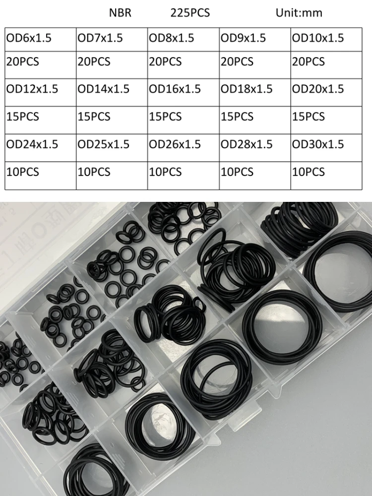 225 Pcs OD 6-30mm NBR O Ring K - Auto Repair Cs ulasan dan harga