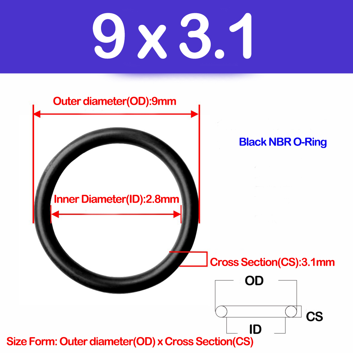 WD CS 3.1Mm,NBR O Ring Gasket  - Auto Repair Cs ulasan dan harga